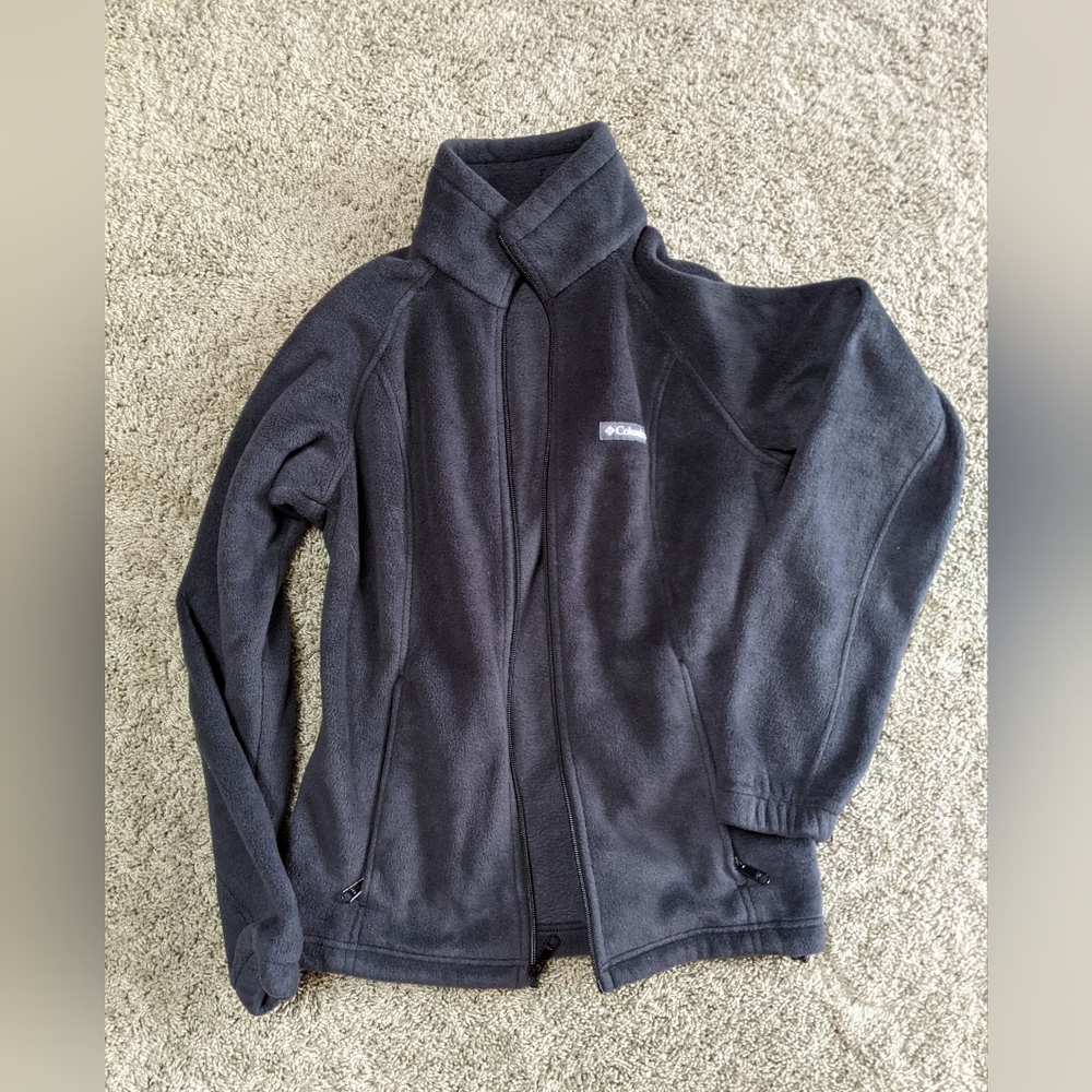 Columbia Black Full-Zip Fleece Jacket Size: S